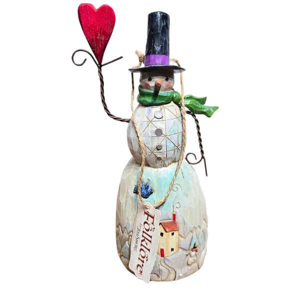 2017 Jim Shore Folklore Snowman With 10" Enesco 4058768 - Picture 1 of 9